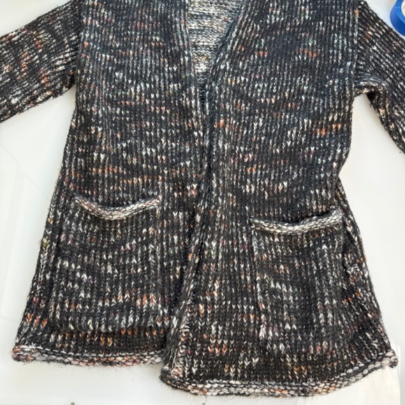 Express Open Front Wool Blend Cardigan Multi-Color Earth Tones on Black OS - Picture 4 of 8
